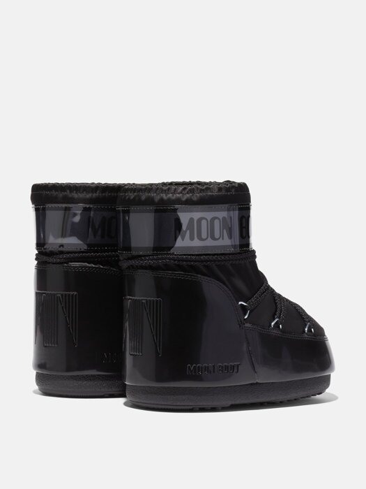 Moon Boot ICON LOW GLANCE BLACK SATIN BOOTS