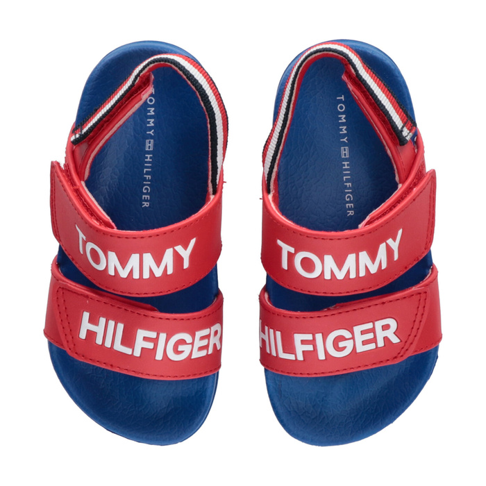 TOMMY HILFIGER LOGO VELCRO SANDAL RED