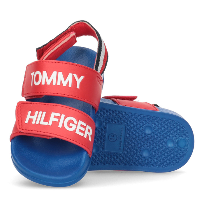 TOMMY HILFIGER LOGO VELCRO SANDAL RED